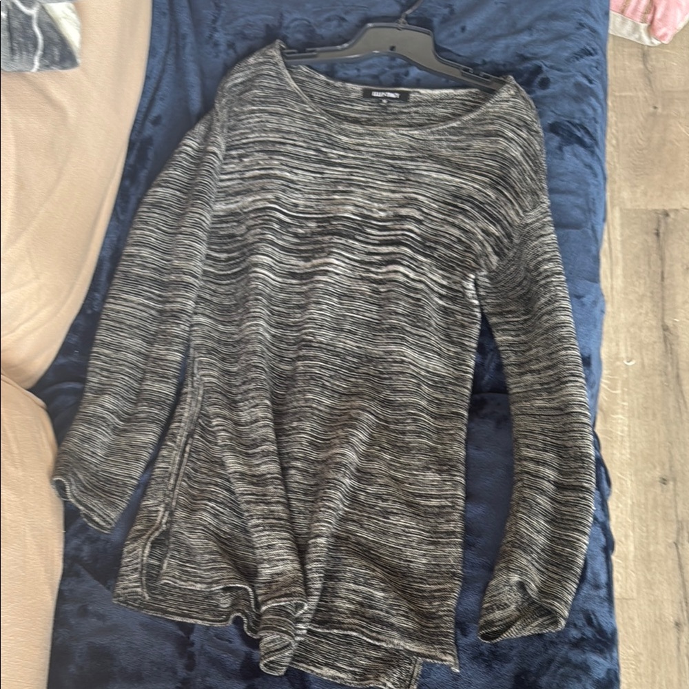 Gray and Black Knit Sweater